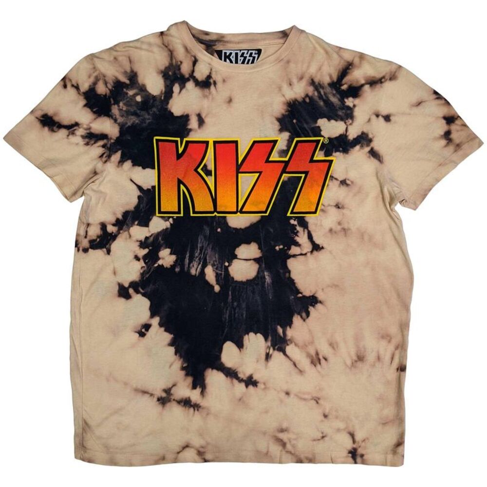 Kiss Unisex Adult Tie Dye Logo T-Shirt / Tan/Black